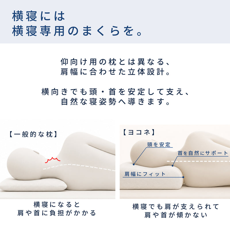 ヨコネ｜横向き寝専用 高さ調整枕 肩・首にフィットする快眠まくら