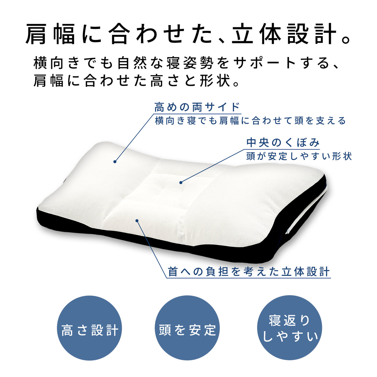 横寝快眠まくらPro. ヨコネ｜横向き寝専用 高さ調整枕 肩・首にフィットする快眠まくら